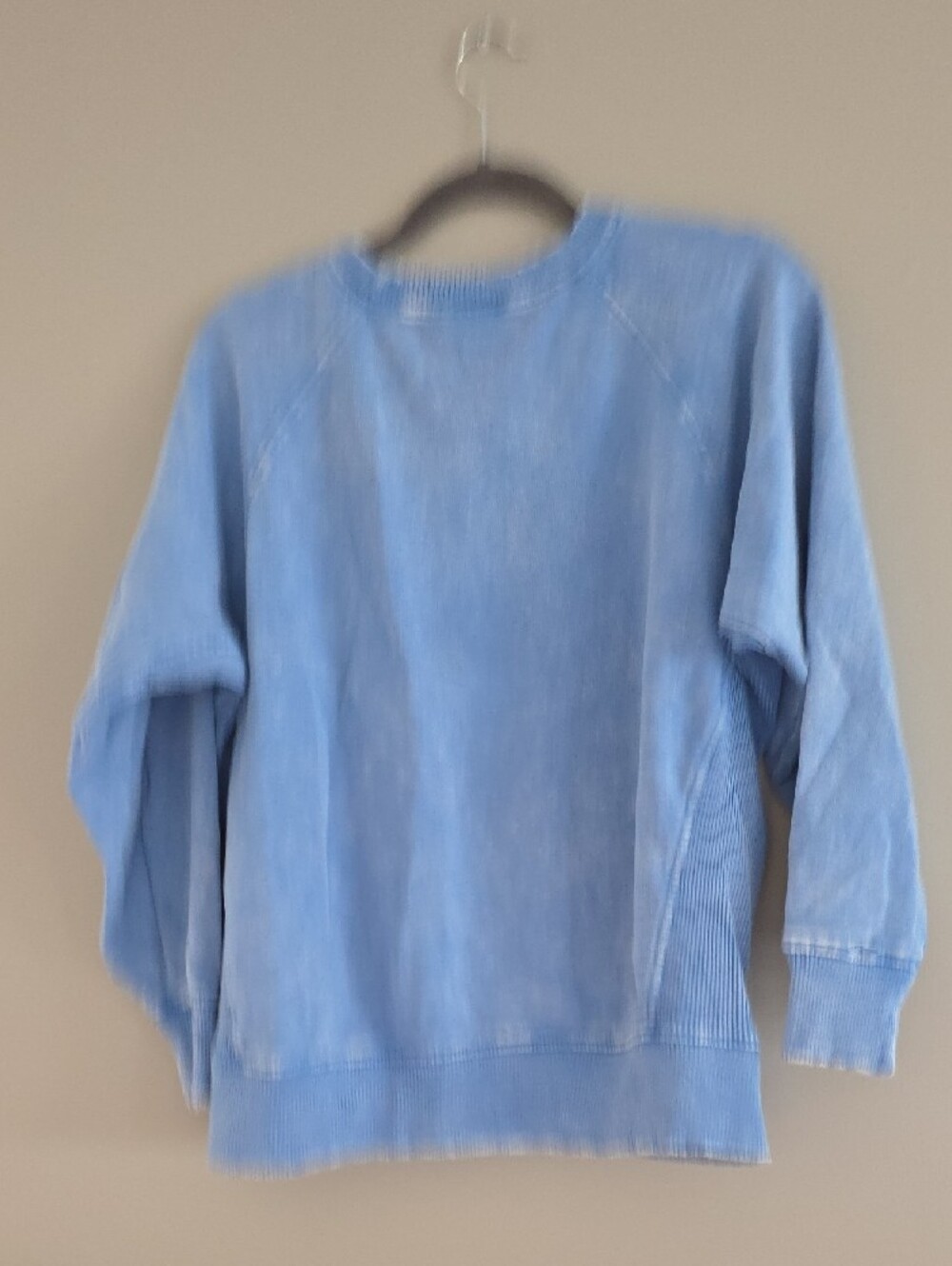 Zenana Outfitters Washed Light Blue Crewneck Sweater - Picture 5 of 5